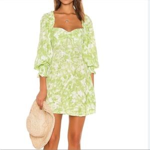 Faithfull the Brand Arianne Roos Lime Green Tie Dye Long Sleeve Mini Dress